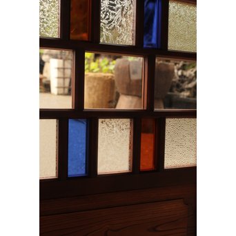 多種細分化升の色ガラス中型建具　2枚1組　GD977 