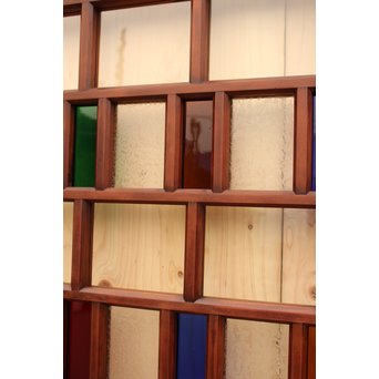 多種細分化升の色ガラス中型建具　2枚1組　GD977 