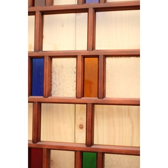 多種細分化升の色ガラス中型建具　2枚1組　GD977 