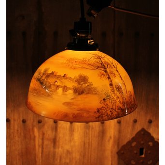 日陶オールドノリタケ洋画電笠/照明　A1618 