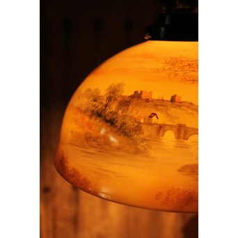 日陶オールドノリタケ洋画電笠/照明　A1618 