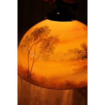 日陶オールドノリタケ洋画電笠/照明　A1618 