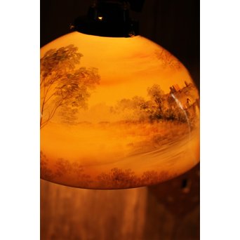 日陶オールドノリタケ洋画電笠/照明　A1618 