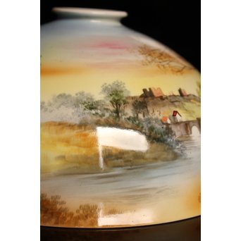 日陶オールドノリタケ洋画電笠/照明　A1618 