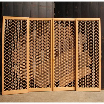 デッドストック美品　桜麻胡麻他七種組子意匠書院　4枚1組　R1983