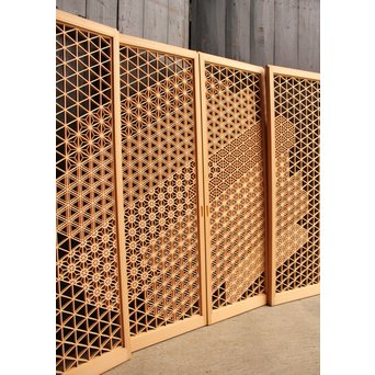 デッドストック美品　桜麻胡麻他七種組子意匠書院　4枚1組　R1983 