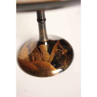 塗師 橘屋友七作　耕作蒔絵高坏　S2839 