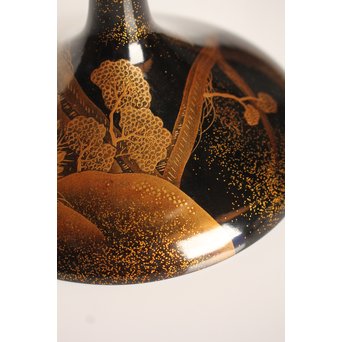 塗師 橘屋友七作　耕作蒔絵高坏　S2839 