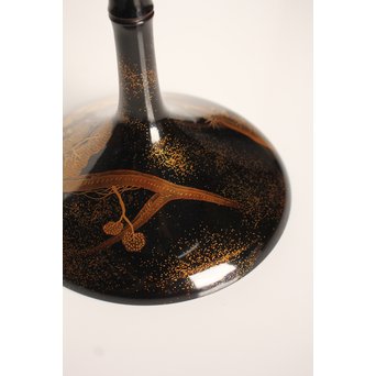 塗師 橘屋友七作　耕作蒔絵高坏　S2839 