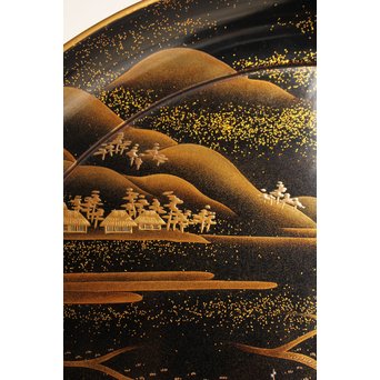 塗師 橘屋友七作　耕作蒔絵高坏　S2839 