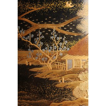 塗師 橘屋友七作　耕作蒔絵高坏　S2839 