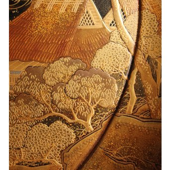 塗師 橘屋友七作　耕作蒔絵高坏　S2839 