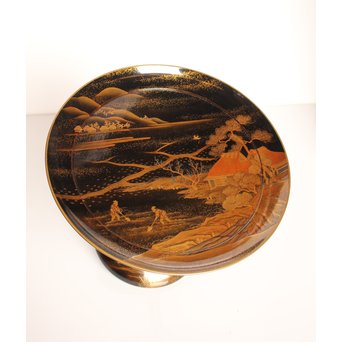 塗師 橘屋友七作　耕作蒔絵高坏　S2839 