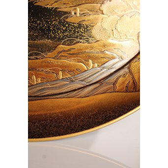 塗師 橘屋友七作　耕作蒔絵高坏　S2839 