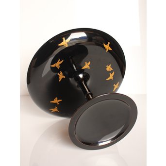 塗師 橘屋友七作　耕作蒔絵高坏　S2839 