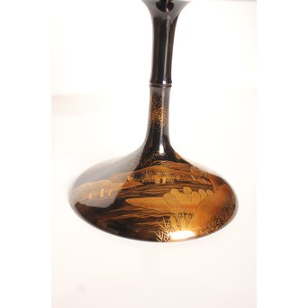 塗師 橘屋友七作　耕作蒔絵高坏　S2839 