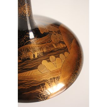 塗師 橘屋友七作　耕作蒔絵高坏　S2839 