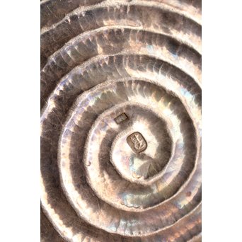 柿畠甚次郎　純銀製籐巻提手芋頭砲口打出銀瓶　K368 