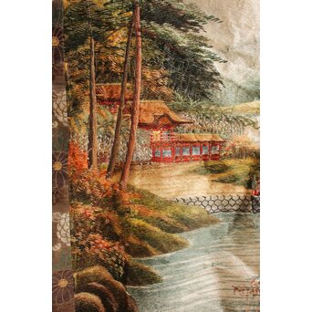 明治刺繍画 壁掛タペストリー　S2847 