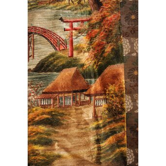 明治刺繍画 壁掛タペストリー　S2847 