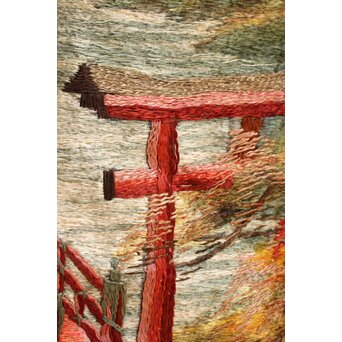 明治刺繍画 壁掛タペストリー　S2847 