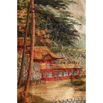 明治刺繍画 壁掛タペストリー　S2847 