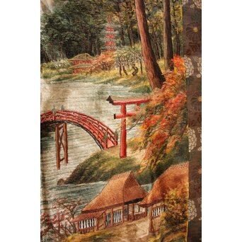 明治刺繍画 壁掛タペストリー　S2847 