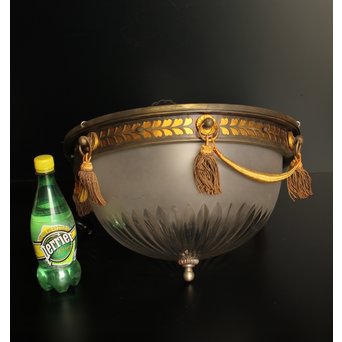 大書院仕様の大型切子シャンデリア照明　A1633 