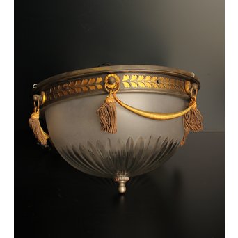 大書院仕様の大型切子シャンデリア照明　A1633