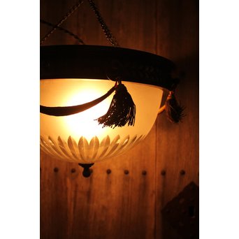 大書院仕様の大型切子シャンデリア照明　A1633 