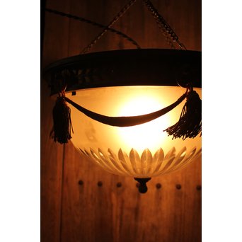 大書院仕様の大型切子シャンデリア照明　A1633 