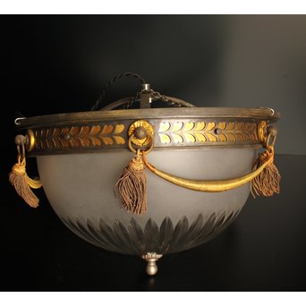 大書院仕様の大型切子シャンデリア照明　A1633 