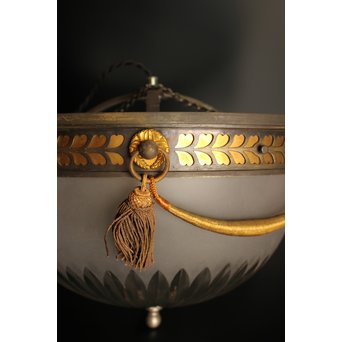 大書院仕様の大型切子シャンデリア照明　A1633 