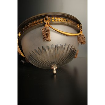 大書院仕様の大型切子シャンデリア照明　A1633 