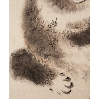 九谷焼 二代徳田八十吉　倣応挙　犬子ろ掛軸　K379 