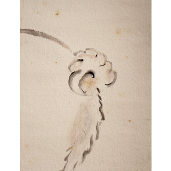 九谷焼 二代徳田八十吉　倣応挙　犬子ろ掛軸　K379 