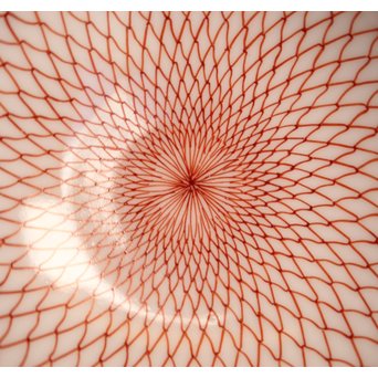 福島武山 赤網手杯 共箱 共布　S2866 