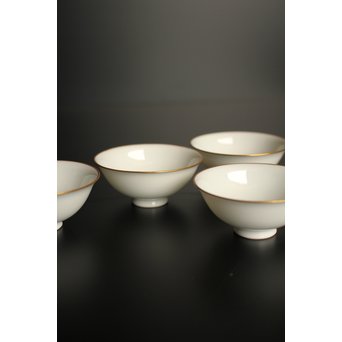 三浦竹泉　金縁白磁煎茶碗5客　K380 