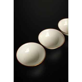 三浦竹泉　金縁白磁煎茶碗5客　K380 