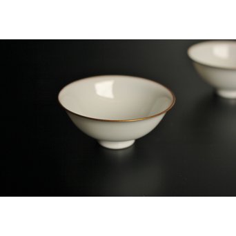 三浦竹泉　金縁白磁煎茶碗5客　K380 