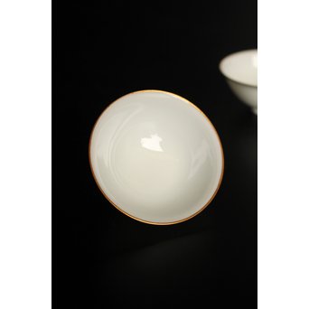 三浦竹泉　金縁白磁煎茶碗5客　K380 