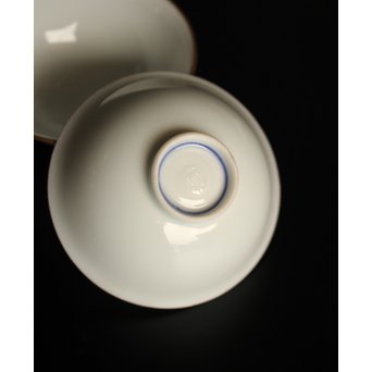 三浦竹泉　金縁白磁煎茶碗5客　K380 