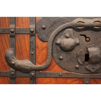 天地腰板総欅格子蔵戸　W515 