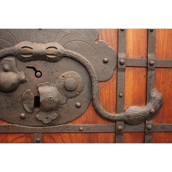 天地腰板総欅格子蔵戸　W515 