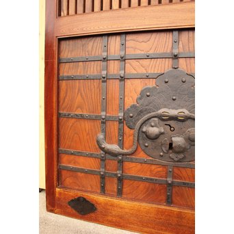 天地腰板総欅格子蔵戸　W515 