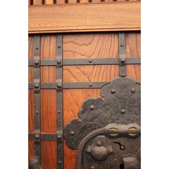 天地腰板総欅格子蔵戸　W515 