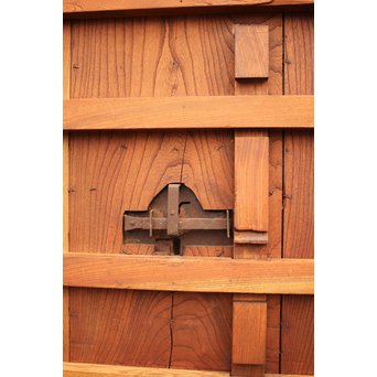 天地腰板総欅格子蔵戸　W515 