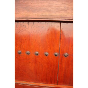 天地腰板巾着金具玉杢総欅格子蔵戸　W516Y 