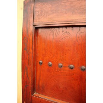 天地腰板巾着金具玉杢総欅格子蔵戸　W516Y 