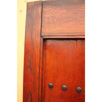 天地腰板巾着金具玉杢総欅格子蔵戸　W516Y 